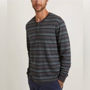Marine Layer DK‎ LS Novelty Stripe Henley (MT)-baja stripe Gray Blue Size Small